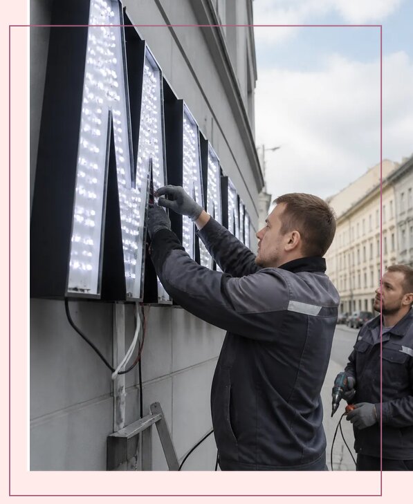 Изготовление и монтаж светодиодных LED вывесок в Искитиме